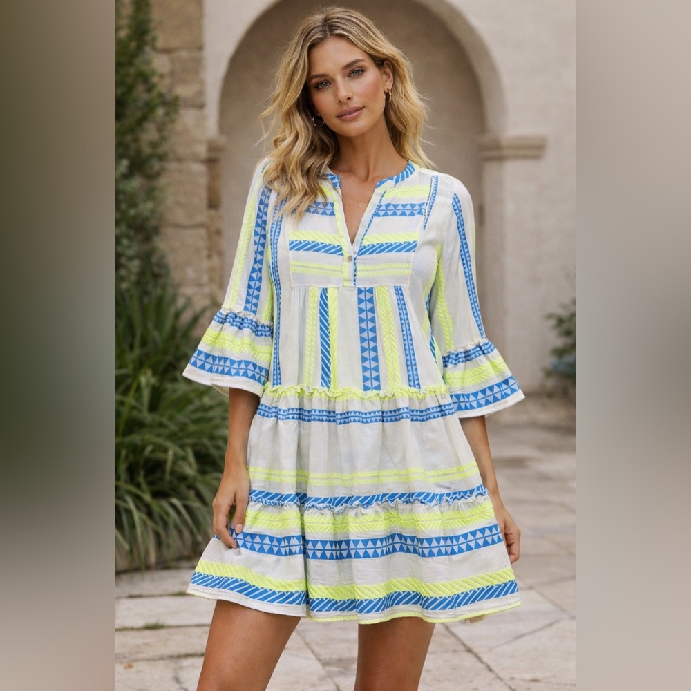 Coastal Euro Summer Mini Dress | Cotton Tiered Resort · Sosia